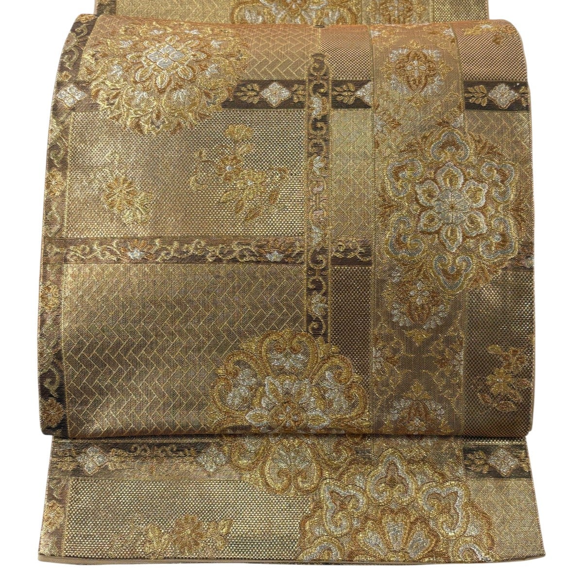 袋帯 逸品 華文 花鳥 金銀糸 刺繍 金色 六通 正絹｜中古・古着