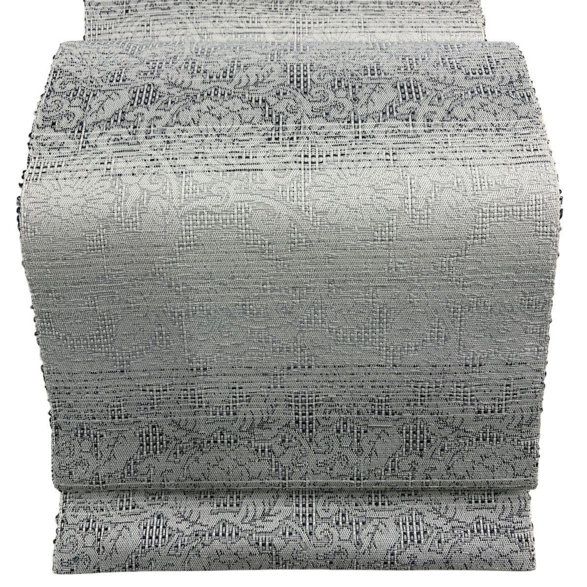 名古屋帯 秀品 八寸名古屋帯 松葉仕立て 格子 灰色 正絹｜中古・古着