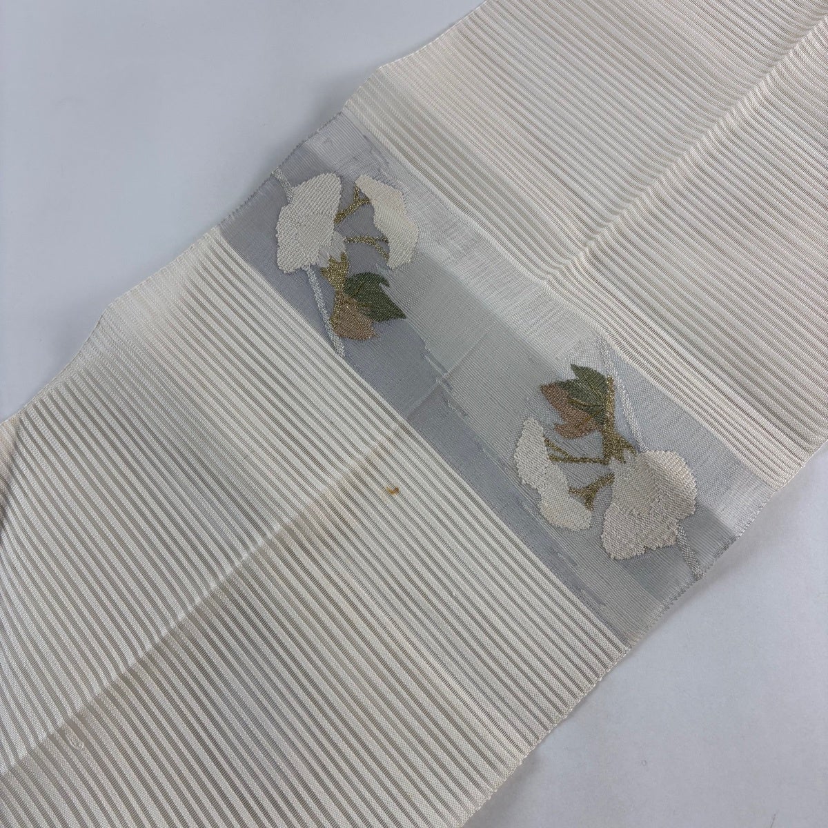 名古屋帯 秀品 夏帯 絽 八寸名古屋帯 松葉仕立て トンネル仕立て 枝花