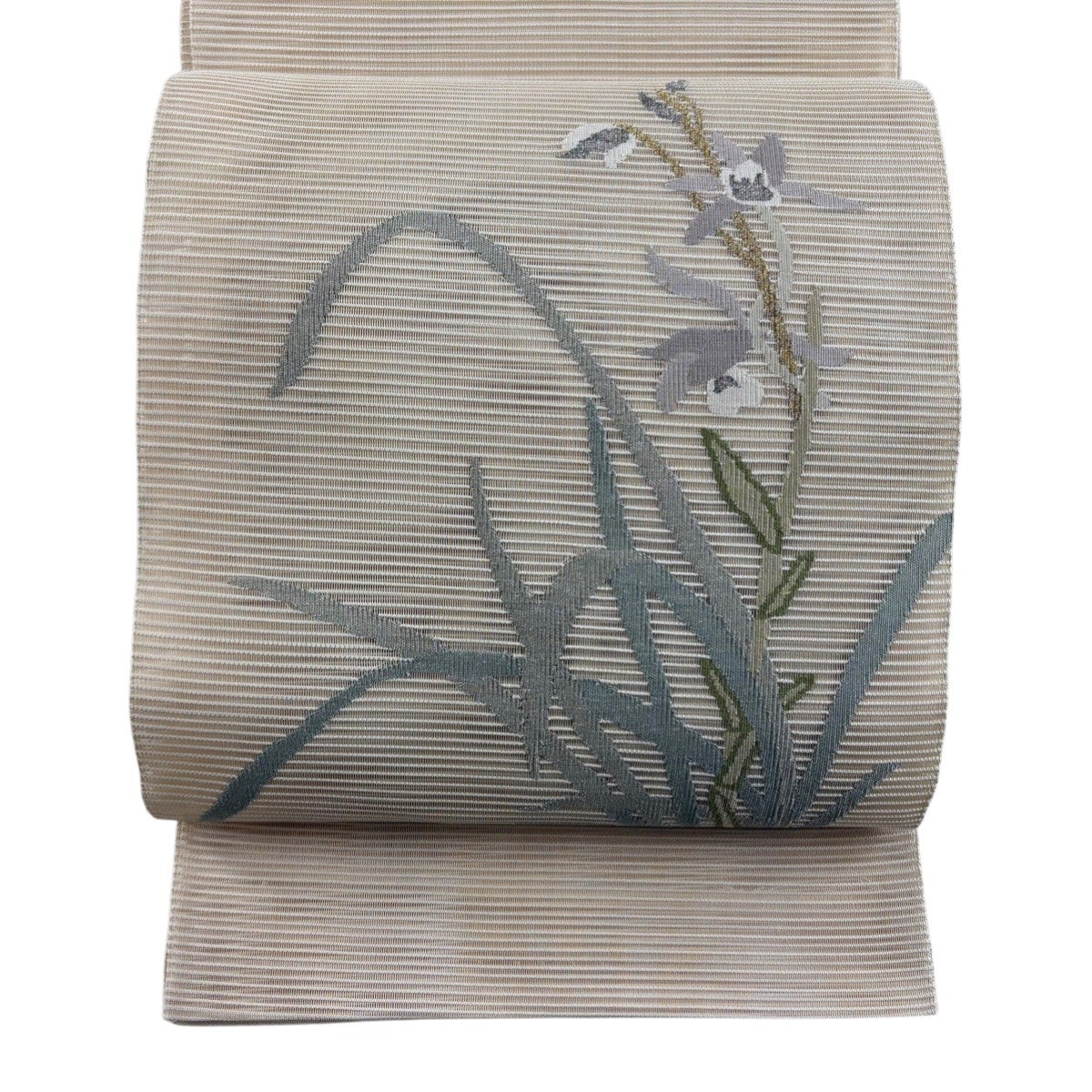美品】 袋帯 名品 夏帯 絽 女郎花 金銀糸 ベージュ お太鼓柄 正絹 
