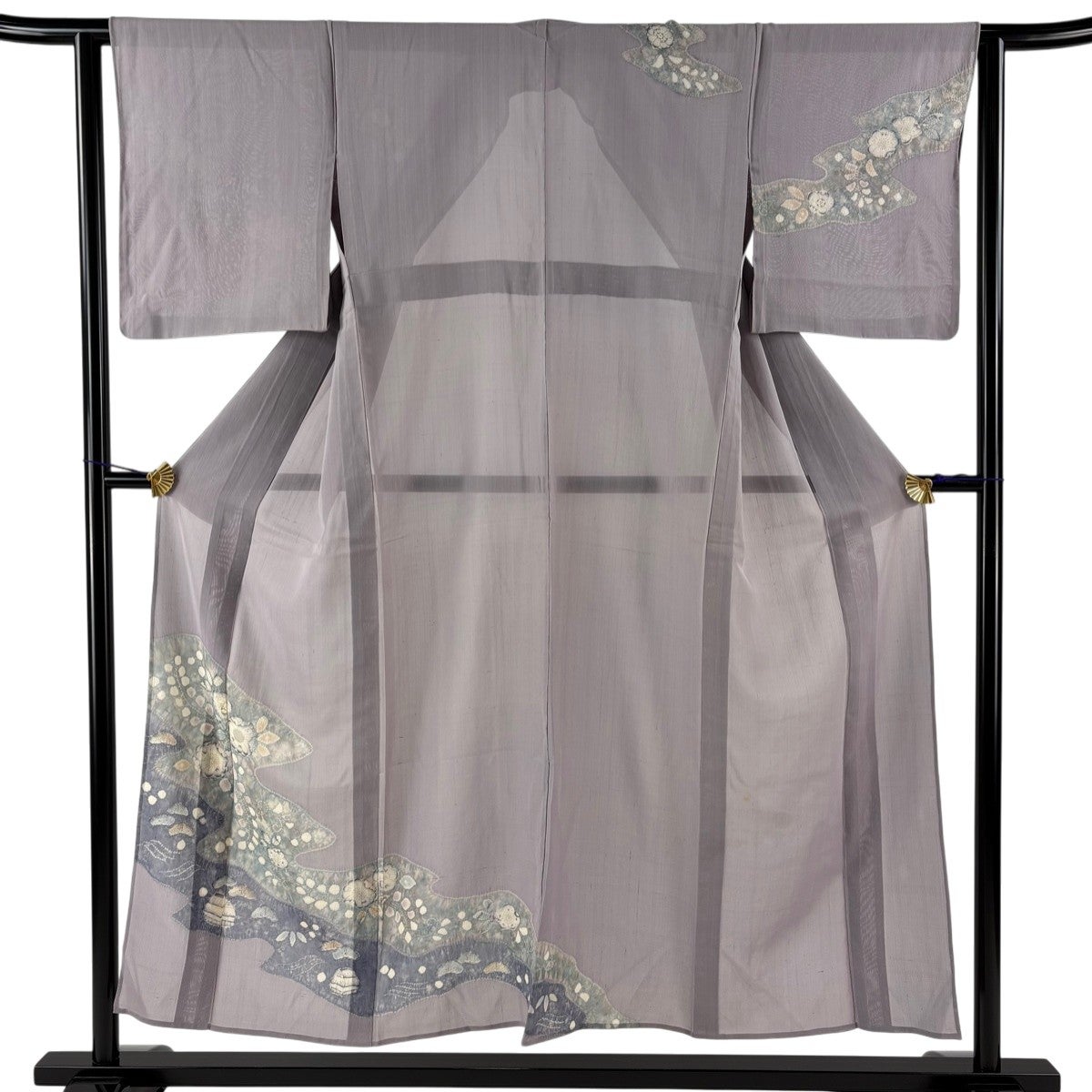 美品】 付下げ 身丈155cm 裄丈64.5cm M 薄物 夏紬地 青海波 菱