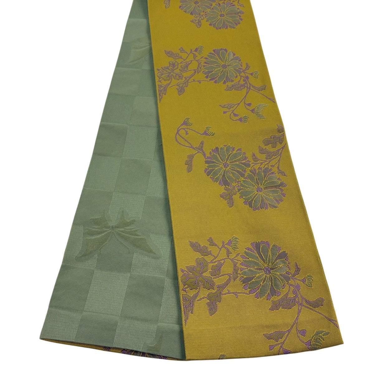 美品】半幅帯 優品 草花 薄オレンジ 化繊｜中古・古着・リサイクル着物