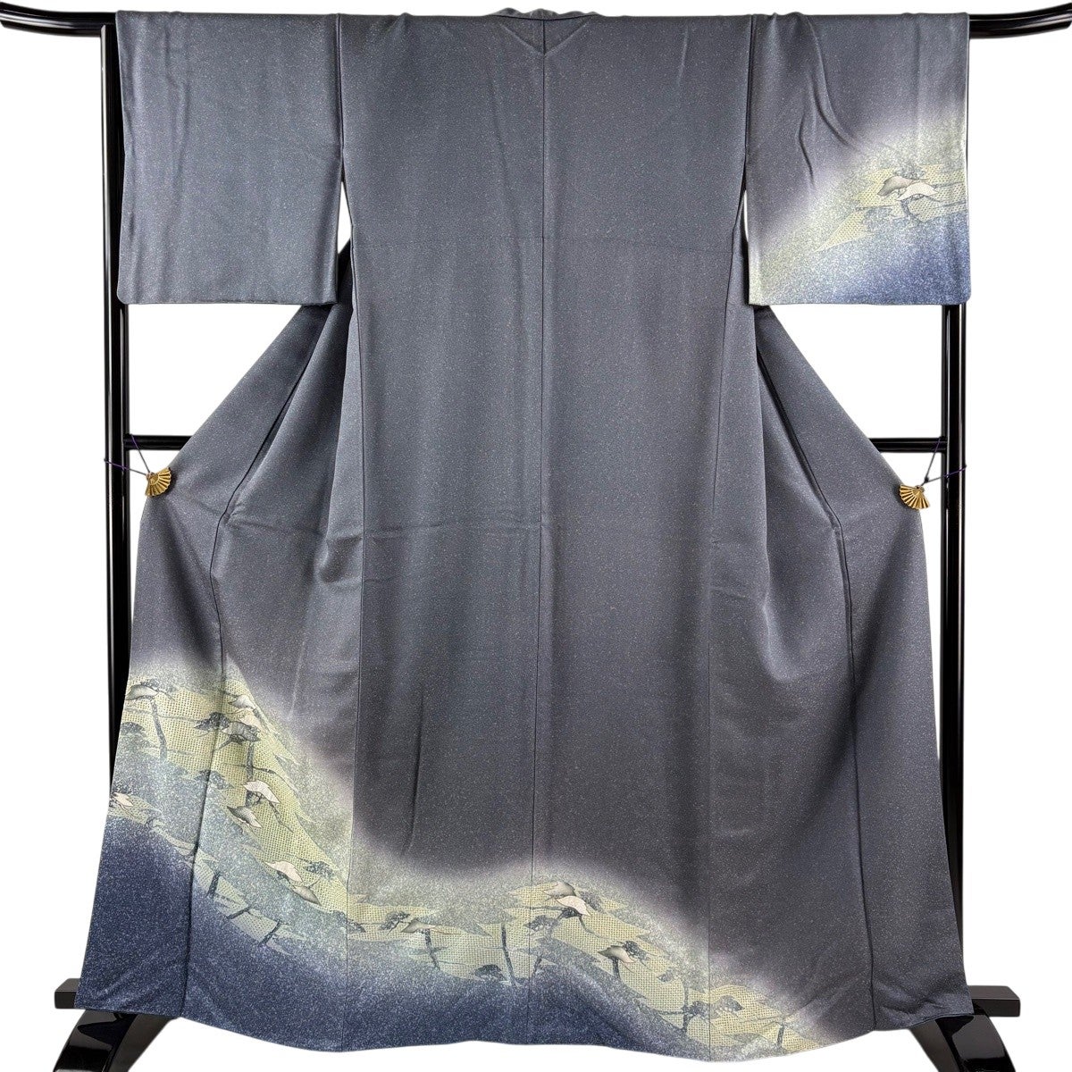 美品】 付下げ 身丈164.5cm 裄丈64cm M 袷 樹木 絞り 赤茶 正絹 秀品