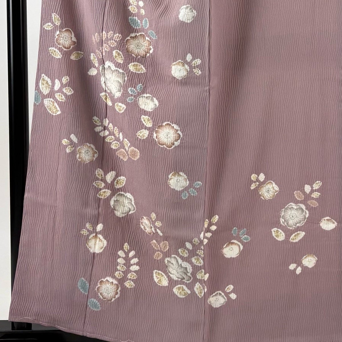 付下げ 身丈159cm 裄丈63.5cm S 袷 辻が花柄 地紋 絞り 薄紫 正絹 秀品