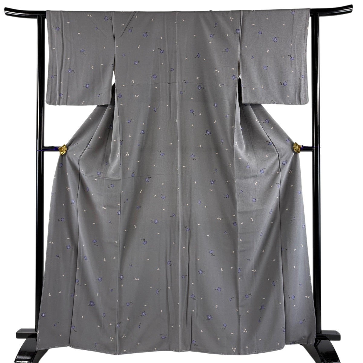美品】 小紋 身丈156.5cm 裄丈64cm M 袷 幾何学模様 総絞り 黒 正絹 秀