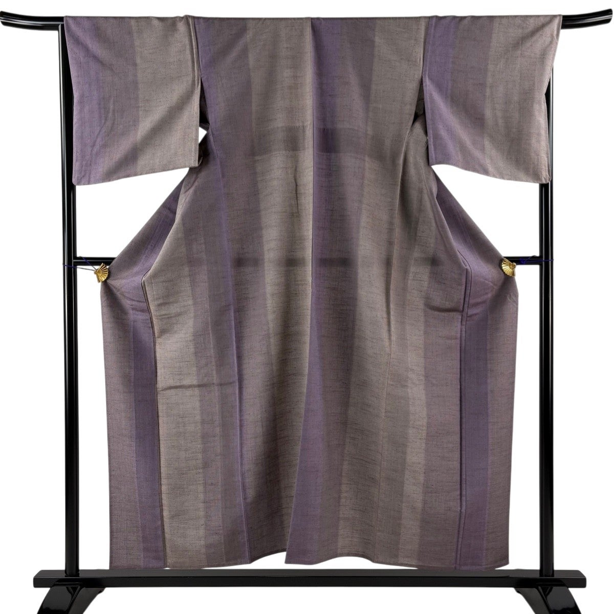 美品】 紬 身丈166.5cm 裄丈68.5cm L 単衣 吉澤与市 縞 幾何学模様 灰
