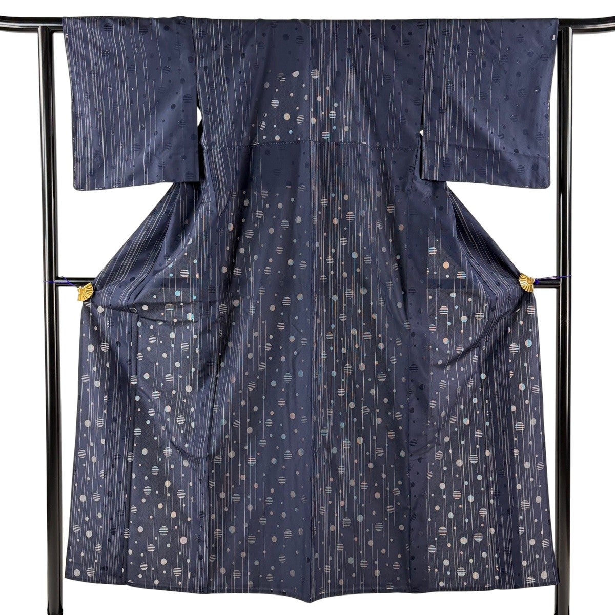 美品】 紬 身丈152.5cm 裄丈62.5cm S 単衣 バチ衿 薄緑 正絹 名品 一つ