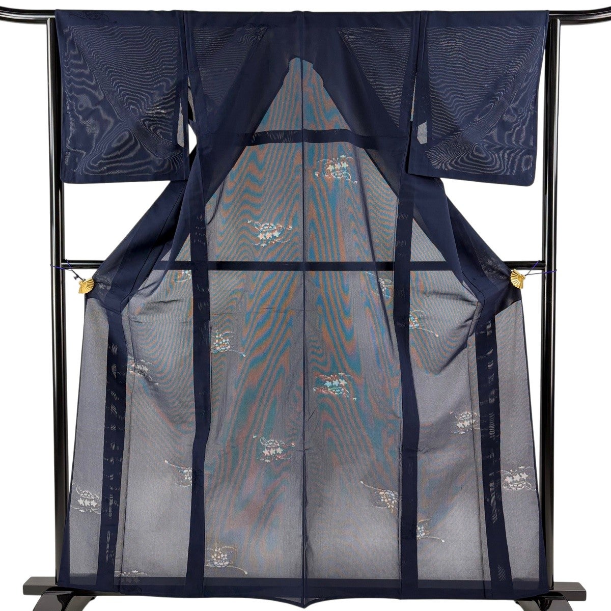 美品】 小紋 身丈161cm 裄丈64cm M 薄物 紺色 正絹 名品｜中古・古着