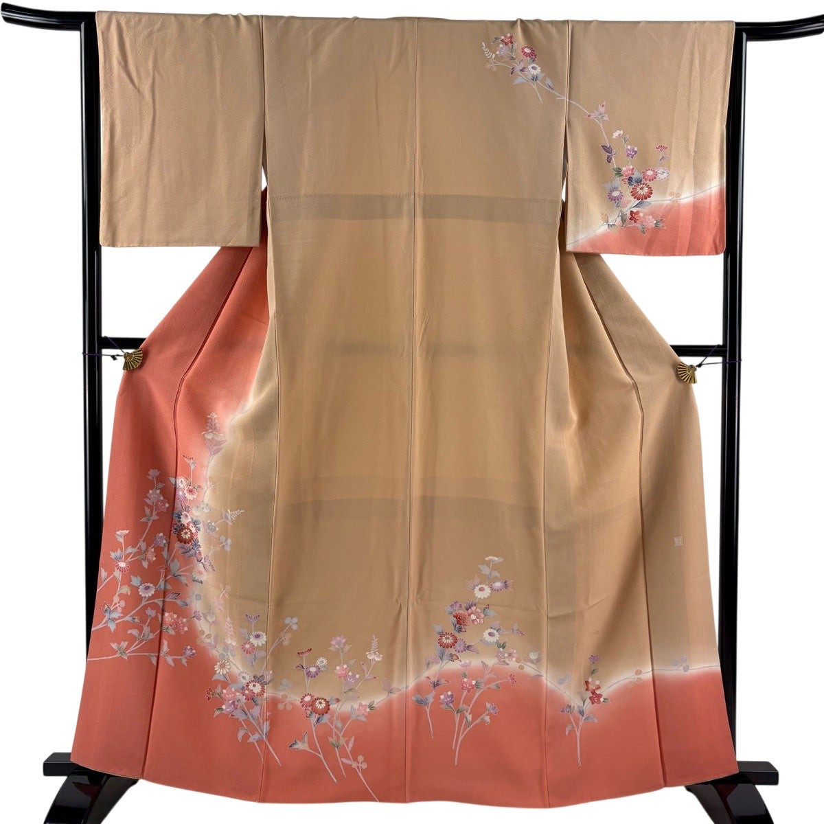 Étoile！美品＊＊アールデコ柄＊金彩＊訪問着＊１６１ｃｍ＊裄６６ 訪問着 身丈161cm 裄丈64.5cm M 袷 落款あり 秋草 金彩 ぼかし