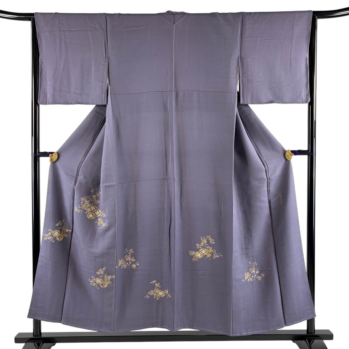 付下げ 身丈165.5cm 裄丈68cm L 紗袷 幾何学模様 金彩 深緑 正絹 名品