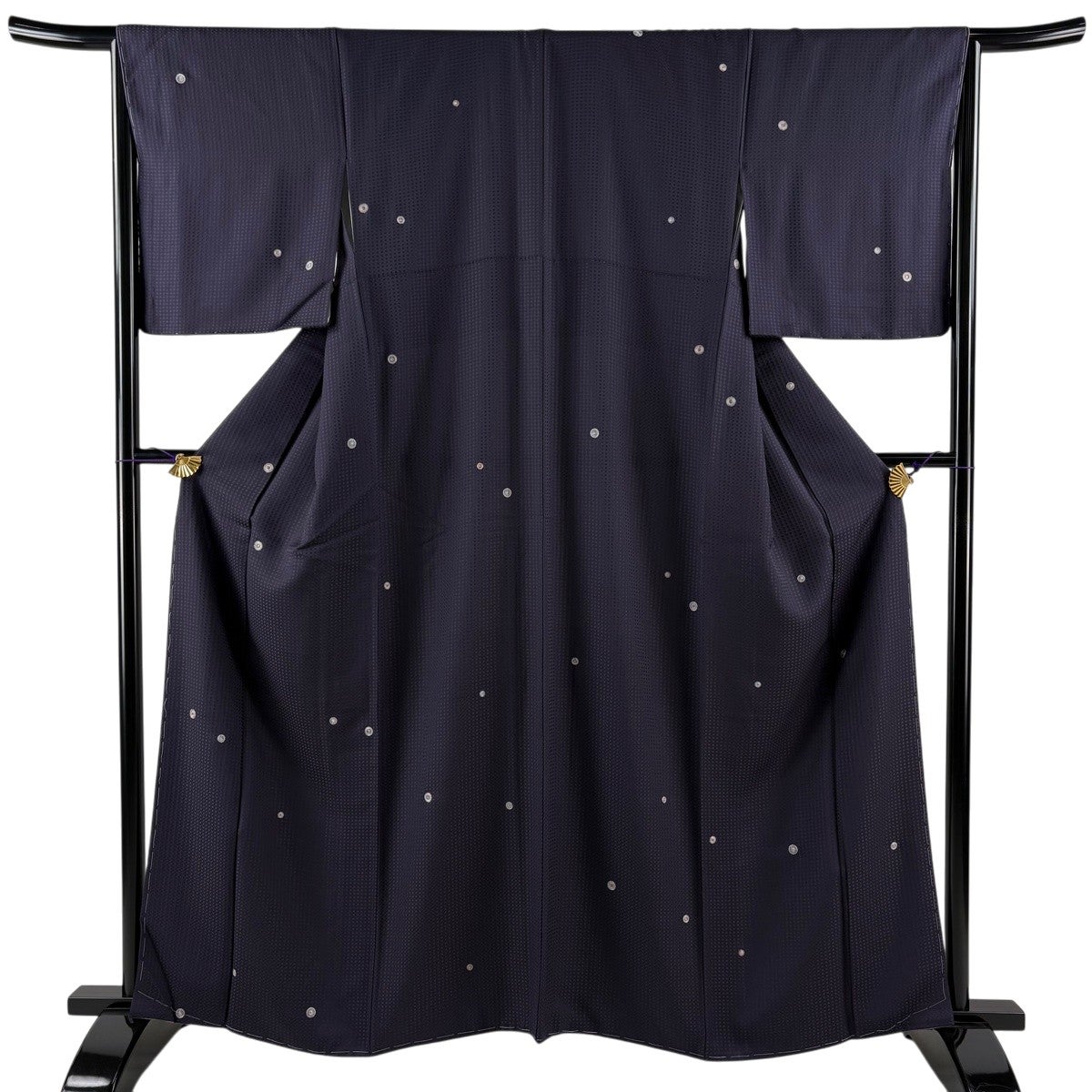★専用★美品 小紋 墨流し 鉄紺色 身丈170.0cm 裄丈69.0cm 袷 美品】 小紋 身丈162cm 裄丈64.5cm M 袷 茶道具 梅 紫 正絹 秀品｜中古