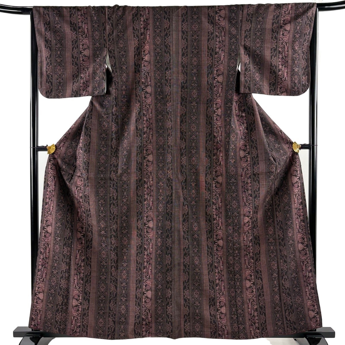 50%OFF 【美品】 塩沢紬 身丈161.5cm 裄丈65.5cm M 袷 証紙あり 縦縞
