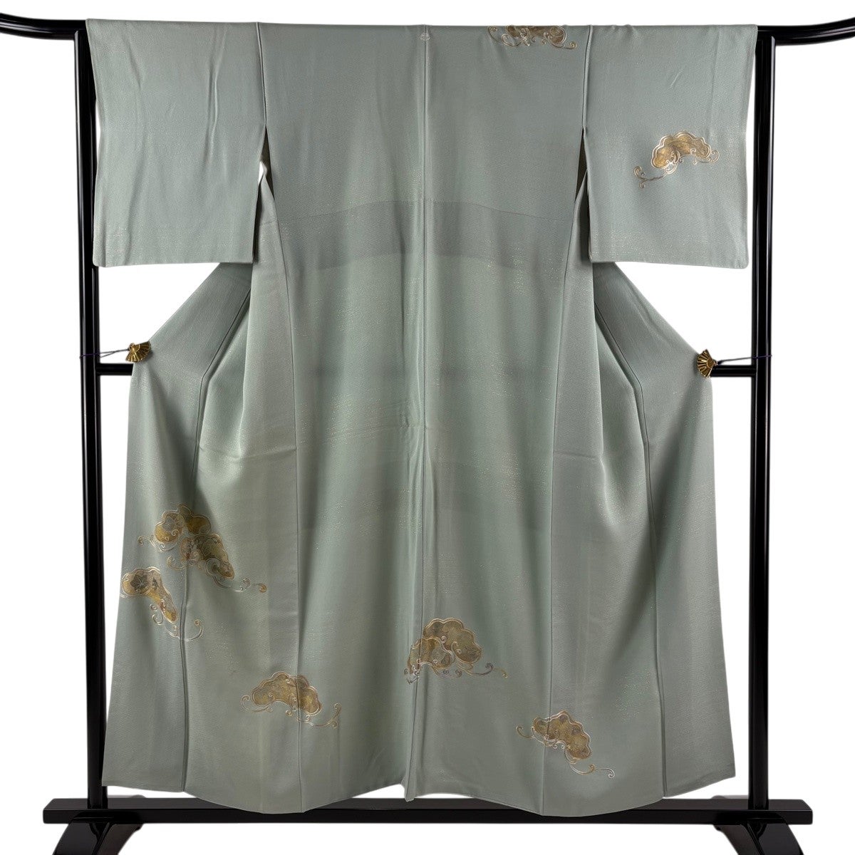 色無地 身丈153.5cm 裄丈64cm M 単衣 地紋 水色 正絹 秀品｜中古・古着