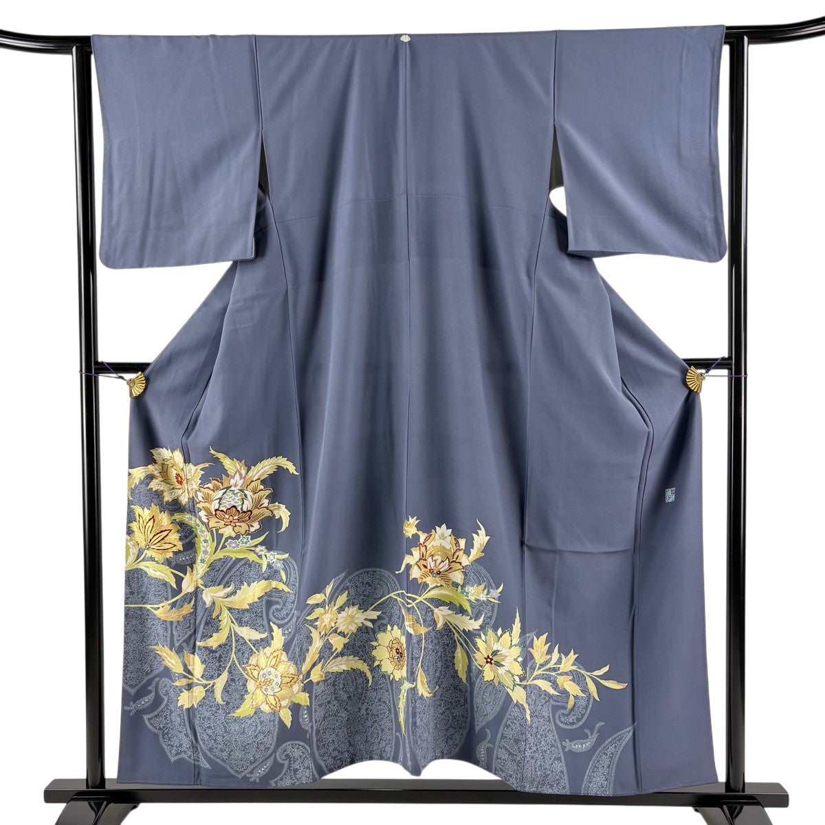 色留袖 身丈155cm 裄丈62.5cm S 袷 千總 落款あり 花唐草 金糸 金彩 青