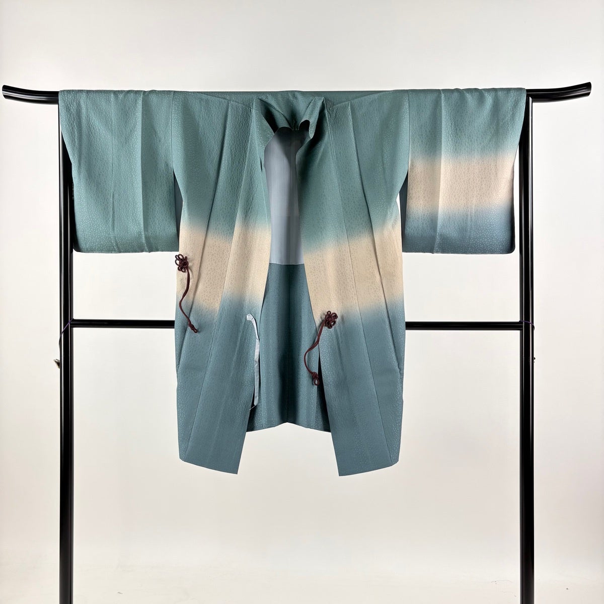 美品】 道中着 身丈101.5cm 裄丈65.5cm M 和装コート 地紋 ぼかし柄 灰