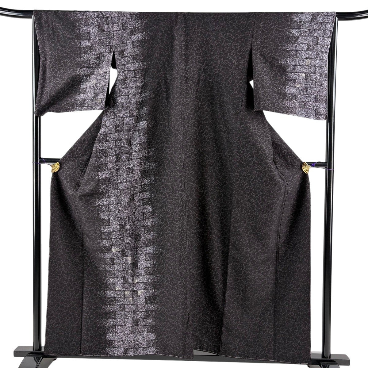 美品】 付下げ 身丈158cm 裄丈66cm M 袷 やまと 背抜き 幾何学 葵 銀糸