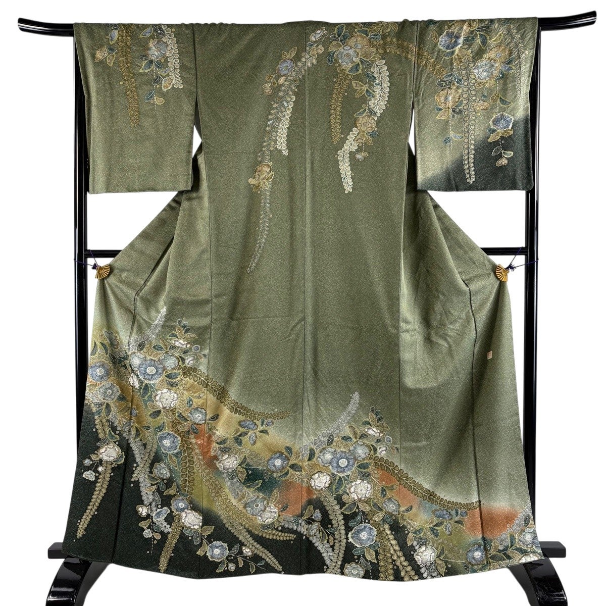 美品】 訪問着 身丈154.5cm 裄丈62.5cm S 袷 落款あり 馬 人物 銀彩