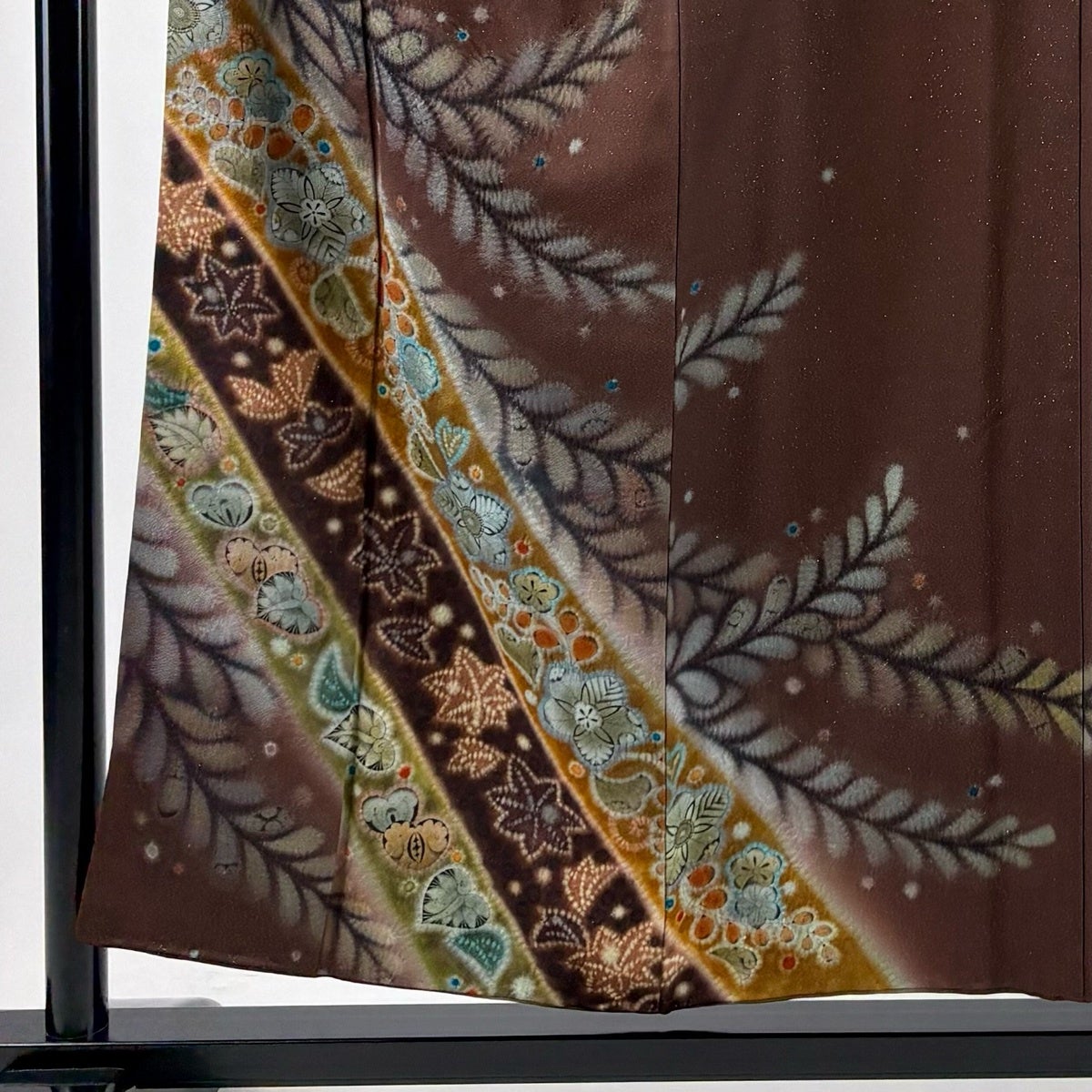 付下げ 身丈153cm 裄丈63.5cm S 袷 落款あり 草花 葉柄 金通し ぼかし
