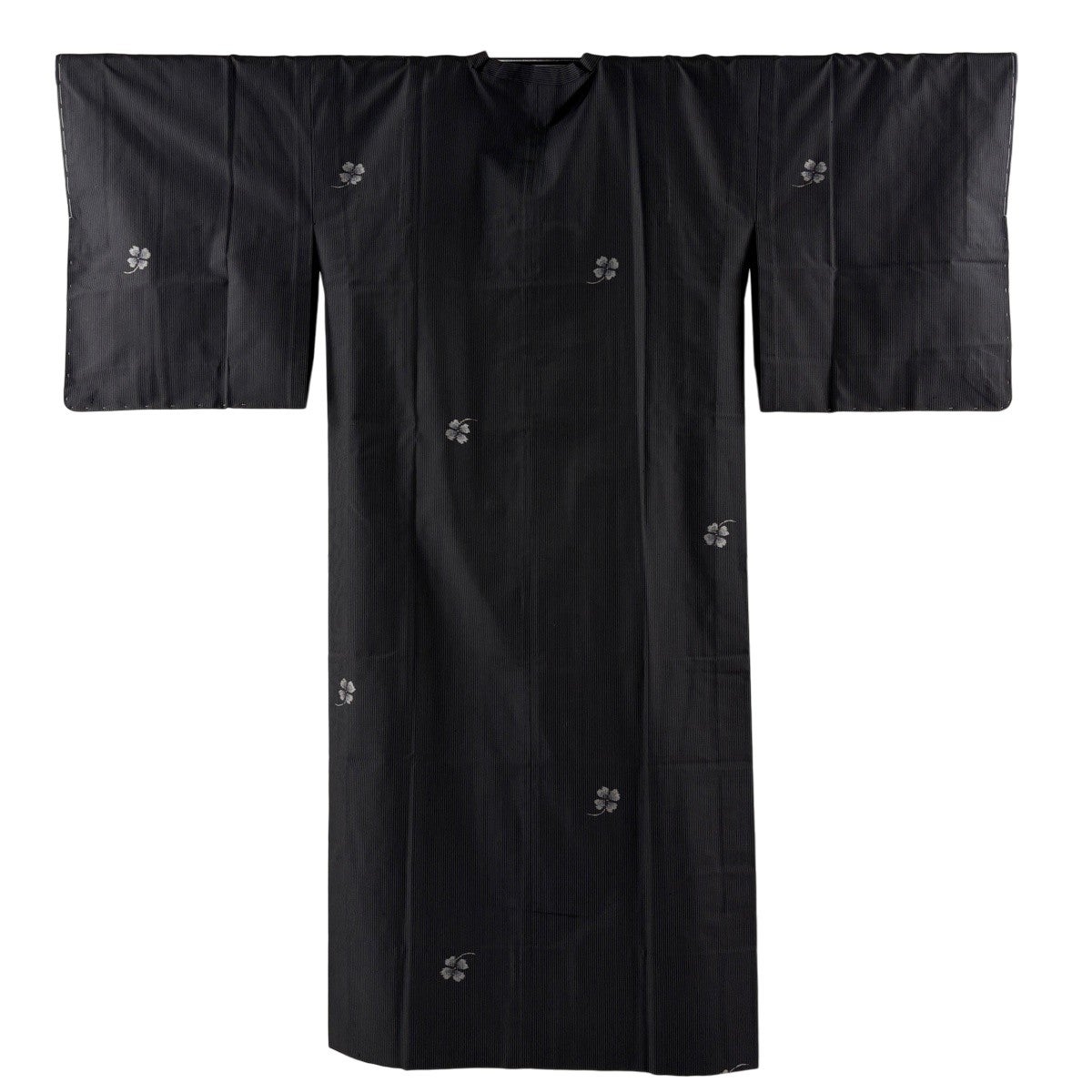 美品】 道行 身丈130cm 裄丈62.5cm S 紬地 和装コート 角衿 花 縦縞