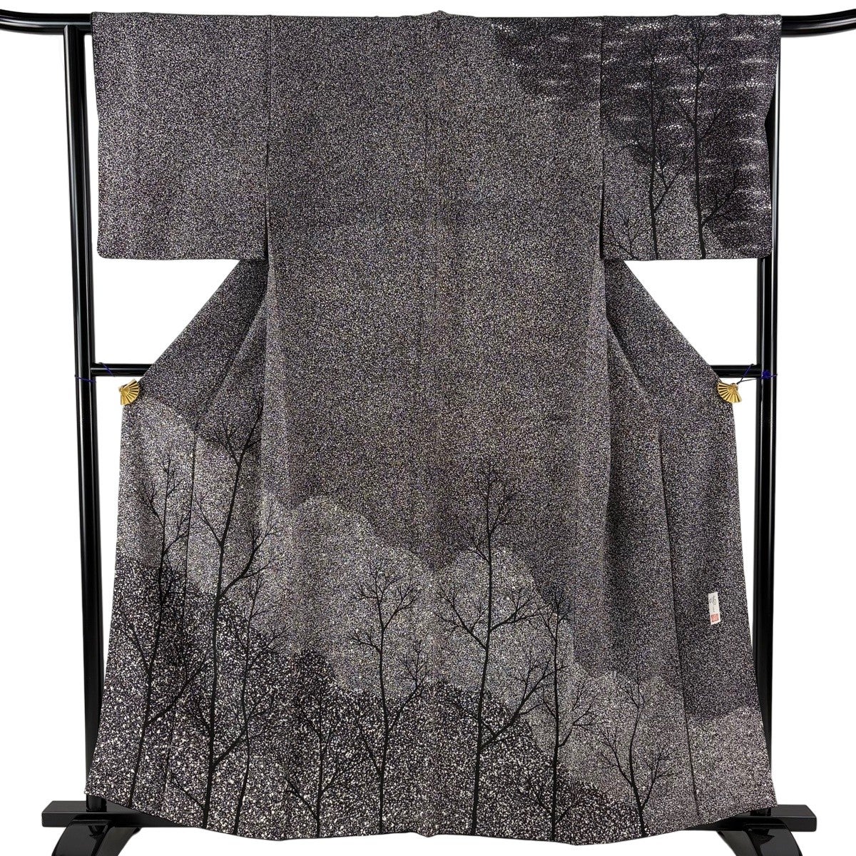 美品】 訪問着 身丈155cm 裄丈65cm M 袷 田家鬼彩 落款あり 草花 雲文