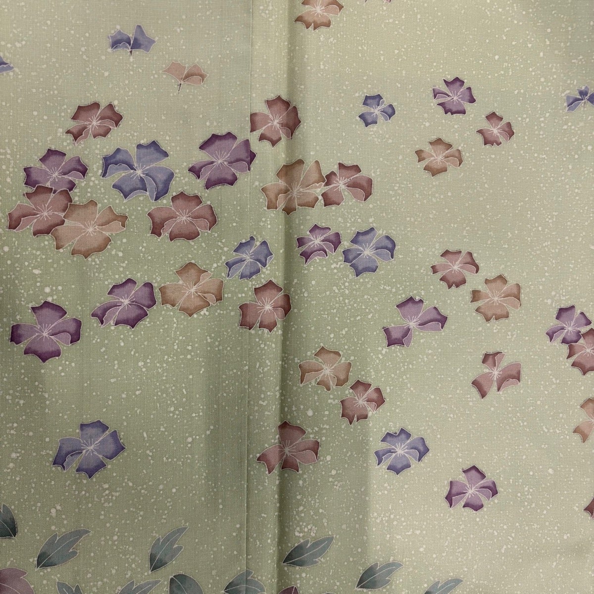 付下げ 身丈159cm 裄丈65cm M 袷 紬地 落款あり 草花 染め分け ぼかし