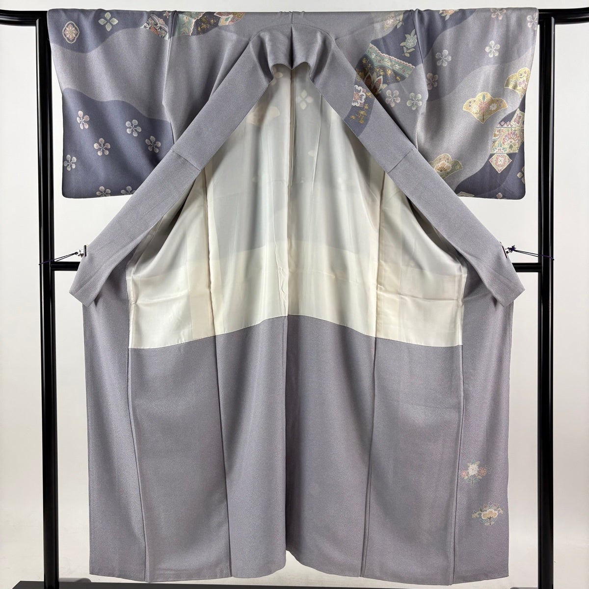 訪問着 身丈152cm 裄丈64.5cm M 袷 華文 草花 金糸 金彩 薄紫 正絹