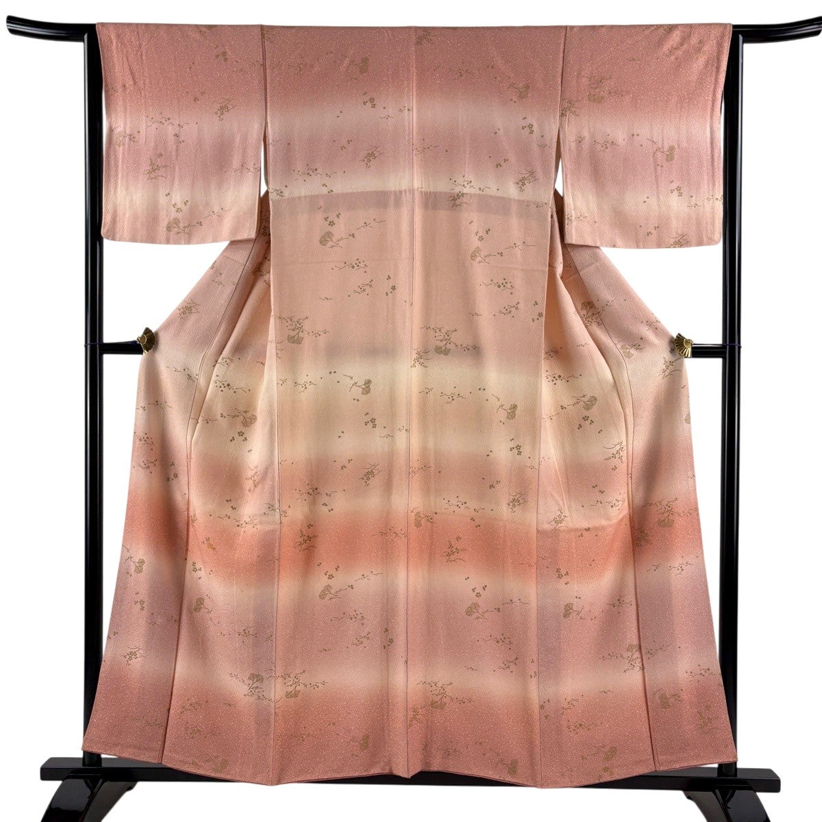 付下げ 身丈156cm 裄丈64cm M 袷 若松 桜 金彩 ピンク 正絹 秀品｜中古