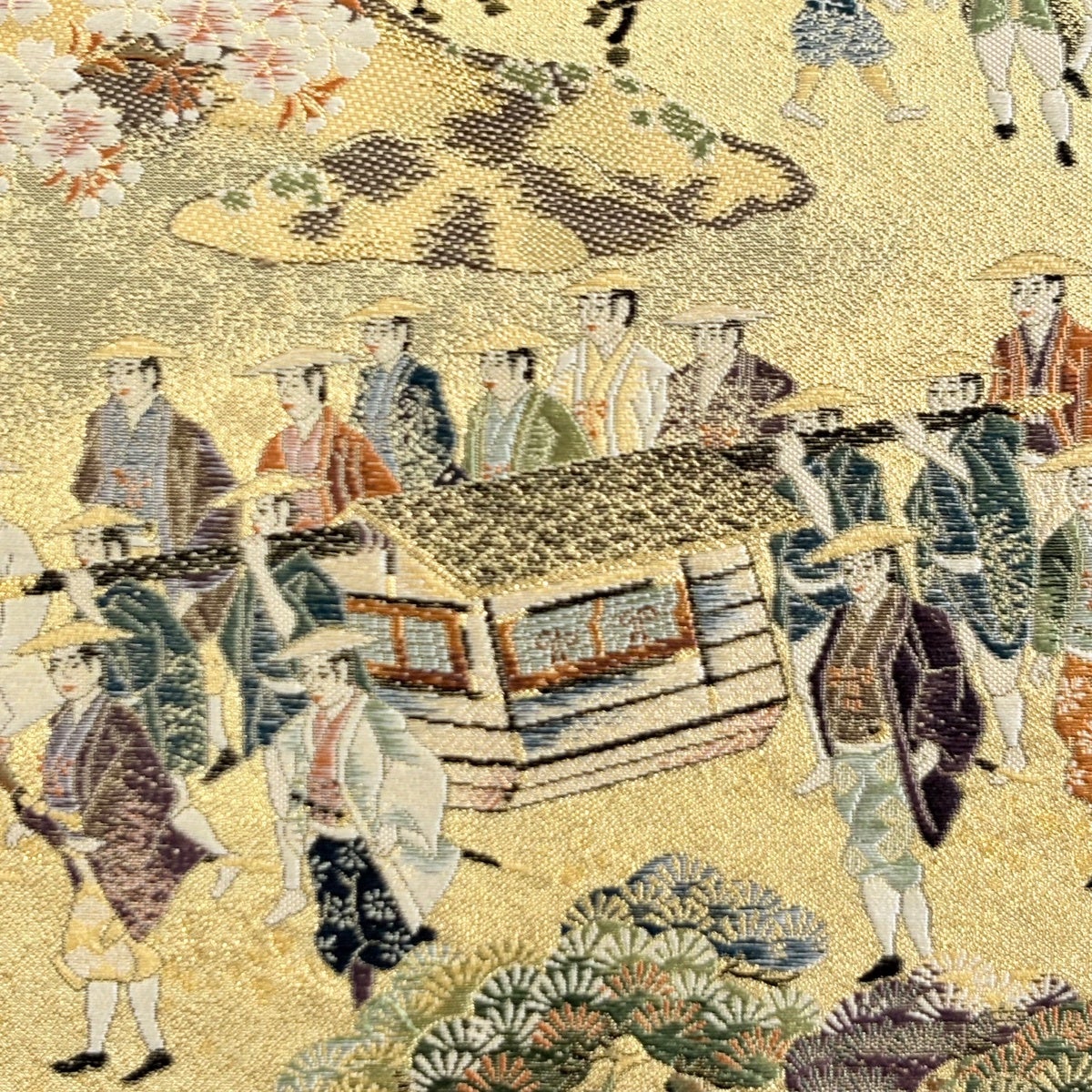 美品】 袋帯 秀品 加賀藩大名行列 箔 金糸 金色 六通 正絹｜中古・古着