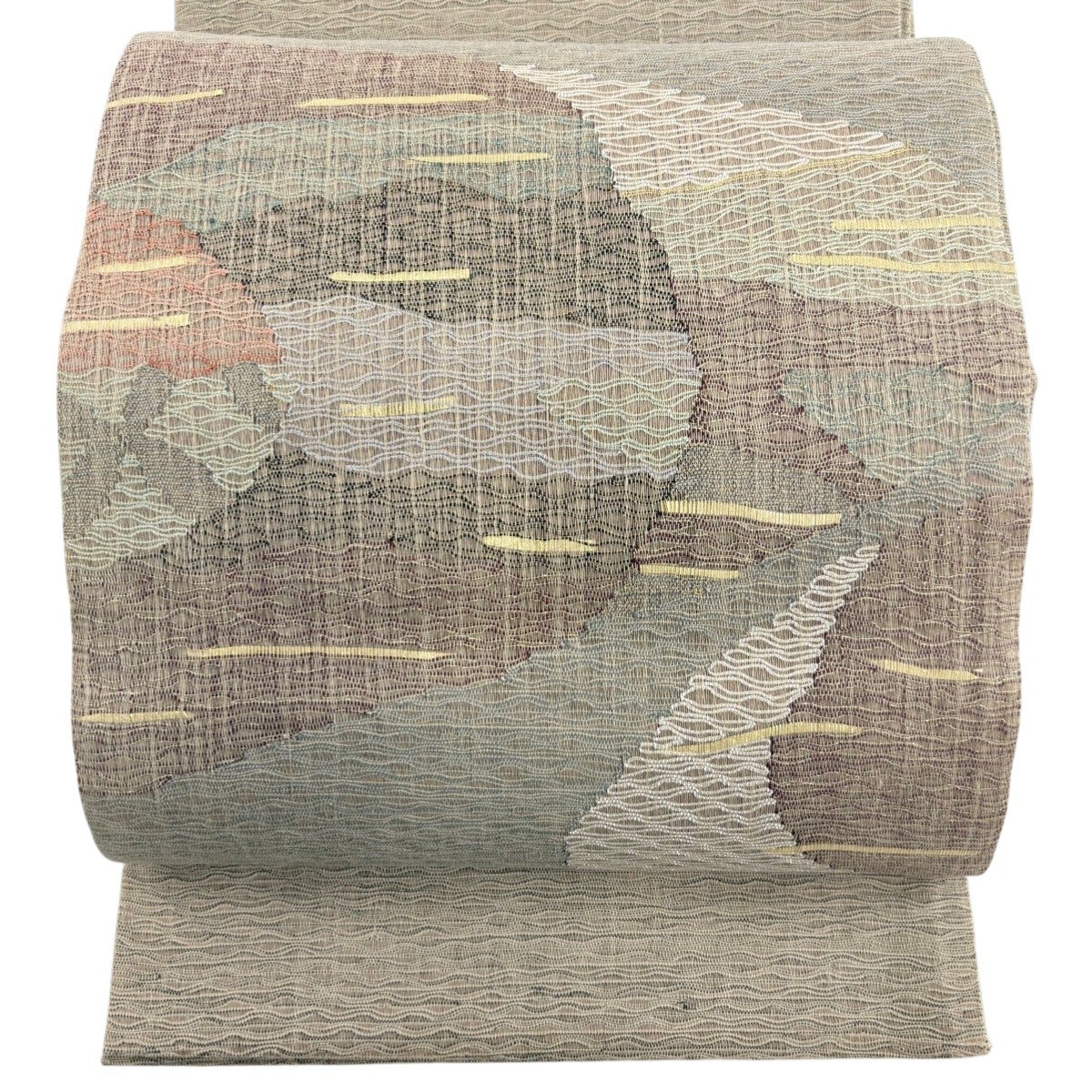 美品】 袋帯 秀品 網干 家屋 金糸 金彩 灰茶 お太鼓柄 正絹｜中古