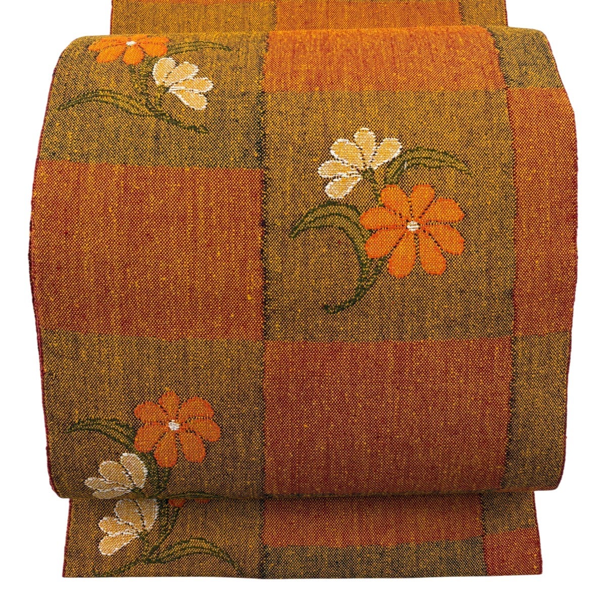 美品】 名古屋帯 優品 八寸名古屋帯 松葉仕立て 菊 山吹色 正絹｜中古