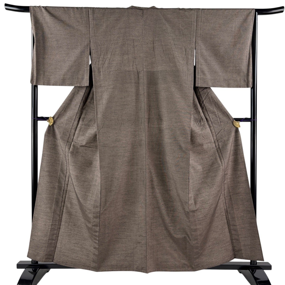 one drop☆　単衣　柿渋紬　裄68.5 ガード加工　居敷当+その他 美品】 紬 身丈159.5cm 裄丈65.5cm M 単衣 柿渋紬 縦縞 焦茶色 正絹 秀