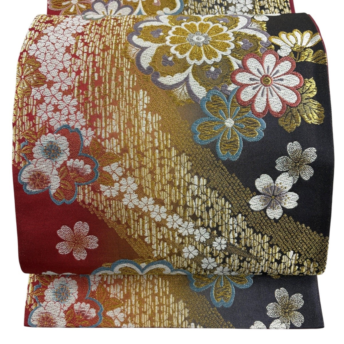 袋帯 秀品 亀甲 華文 金銀糸 箔 灰紫 六通 正絹｜中古・古着