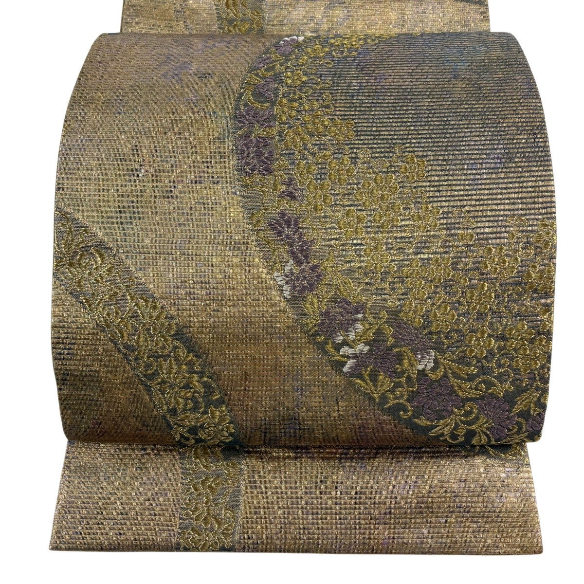 美品】 袋帯 名品 花唐草 金糸 箔 金色 六通 正絹｜中古・古着