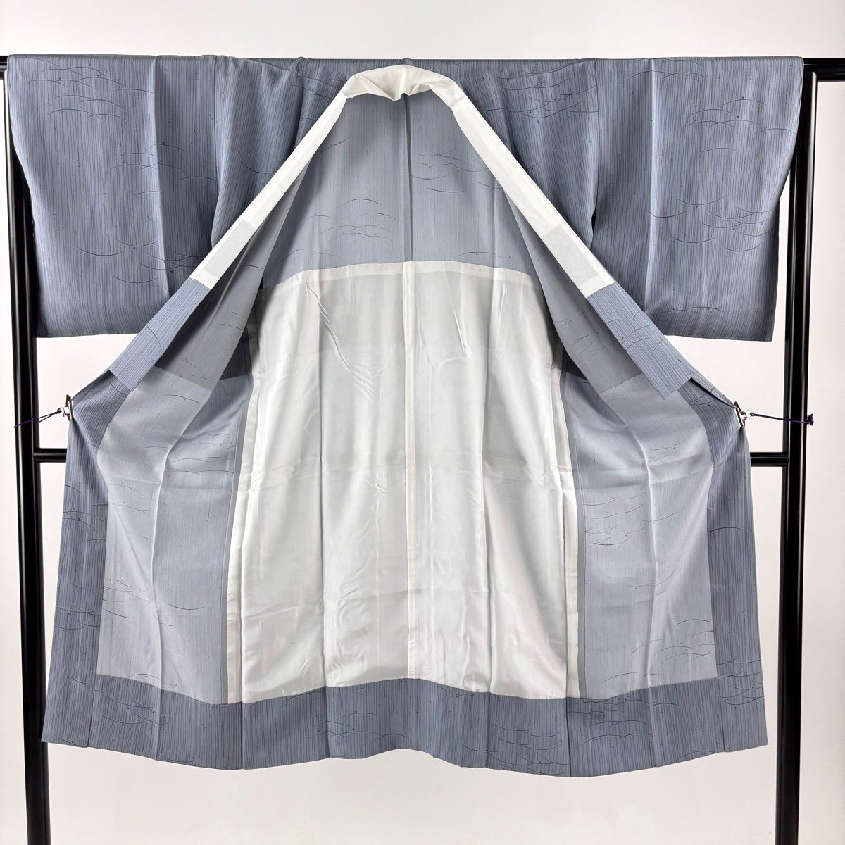 長襦袢 身丈124.5cm 裄丈62.5cm S 鈴蘭 露芝 青灰色 正絹 秀品｜中古