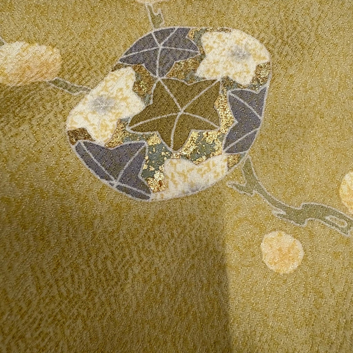 美品】 訪問着 身丈171.5cm 裄丈69cm L 袷 菊 枝梅 金糸 金彩 ベージュ