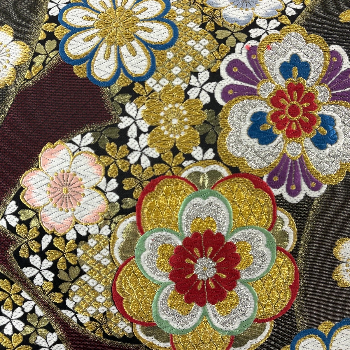 袋帯 秀品 華文 桜 唐織 金銀糸 赤黒 六通 正絹｜中古・古着