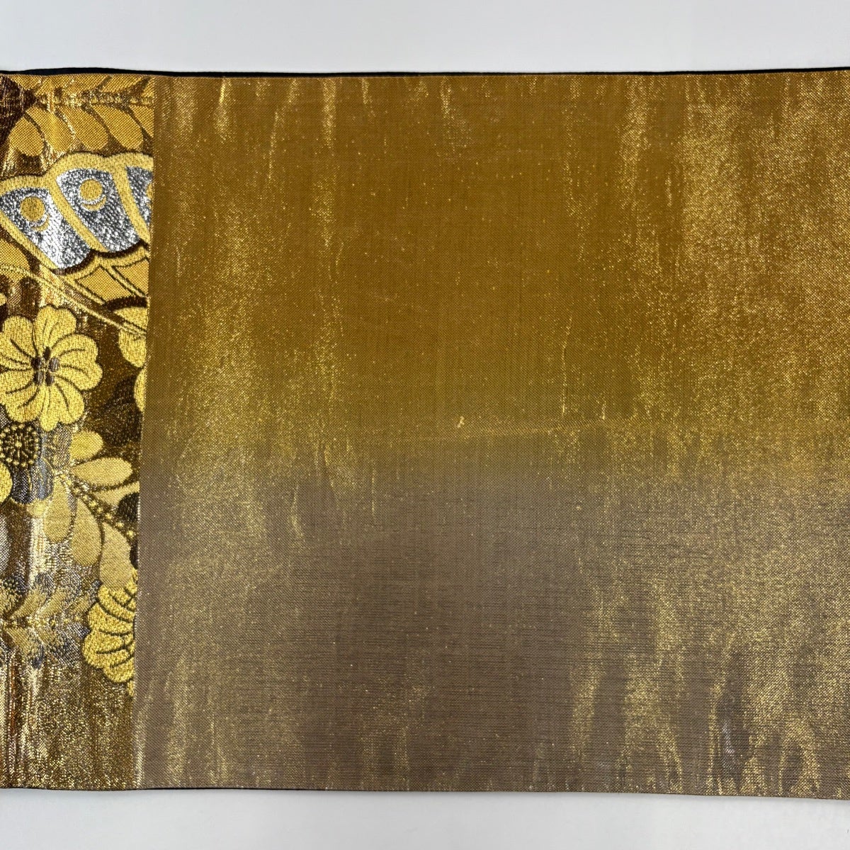 袋帯 秀品 蝶 辻が花柄 金糸 箔 金茶 六通 正絹｜中古・古着