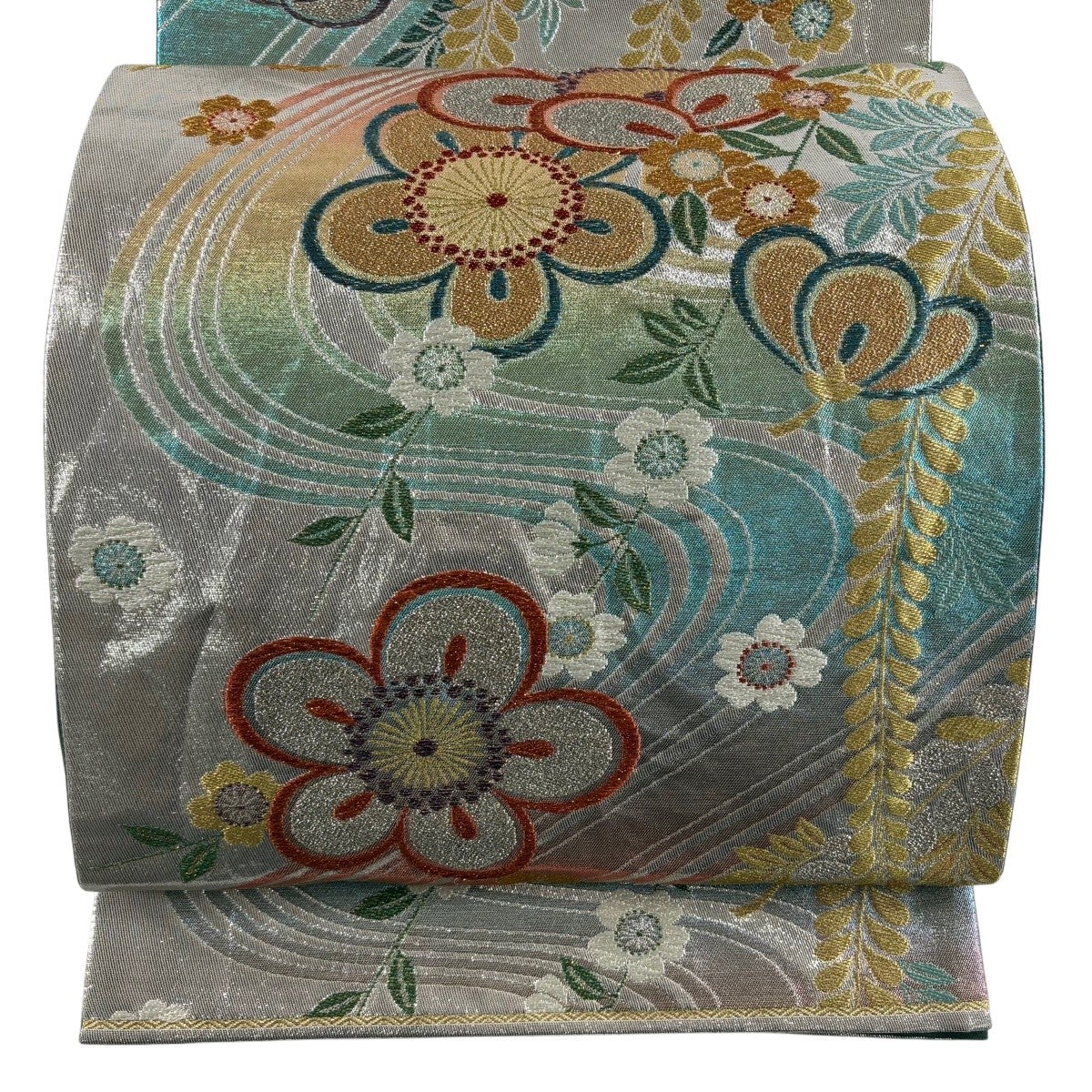 袋帯 秀品 梅 鳳凰 金に銀糸 箔 銀色 六通 正絹｜中古・古着