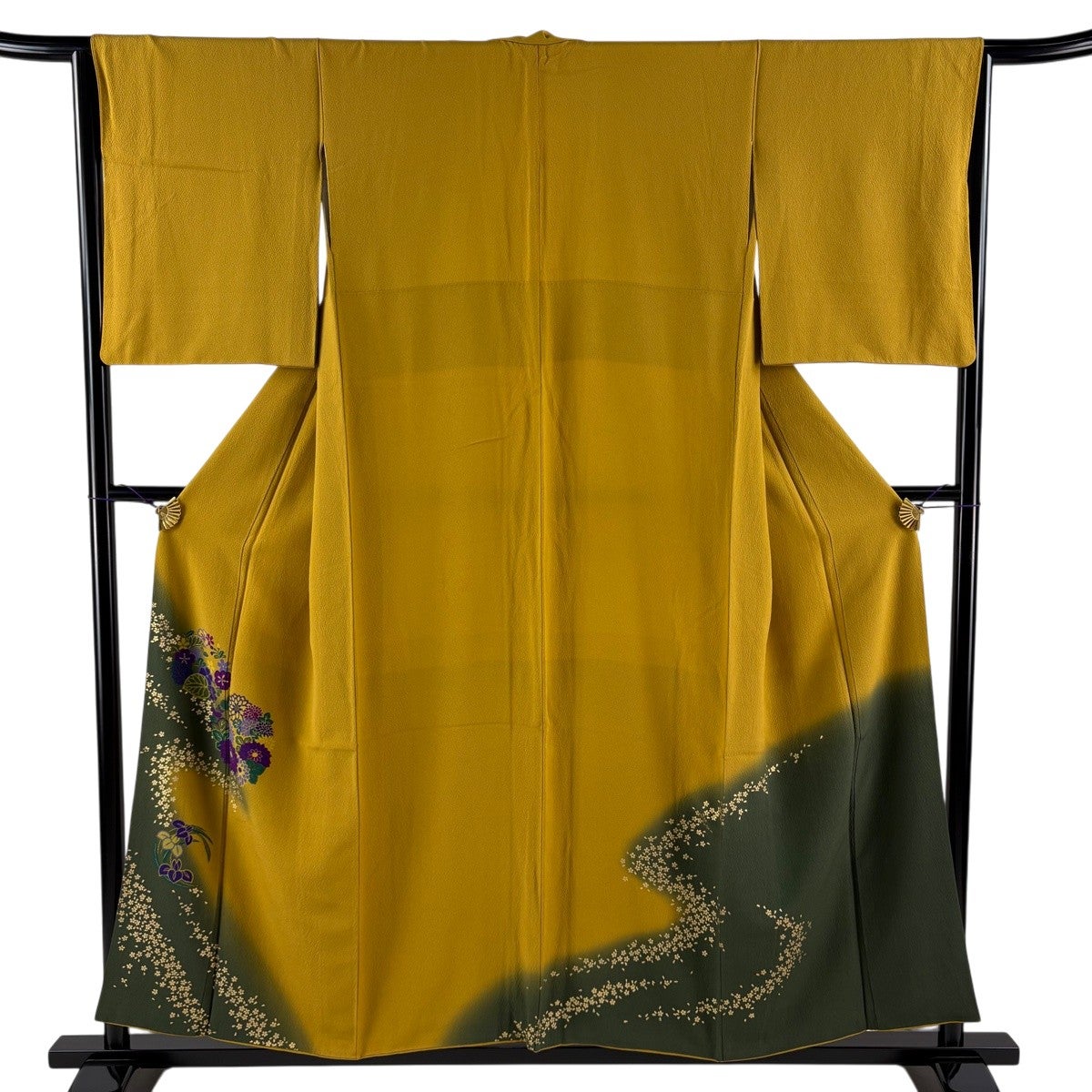 RK321色打掛未使用品綺麗着丈172センチ裄丈64センチ正絹裾綿入り 付下げ 身丈155cm 裄丈64cm M 袷 鈴乃屋 花丸文 桜 金彩 染め分け 山吹