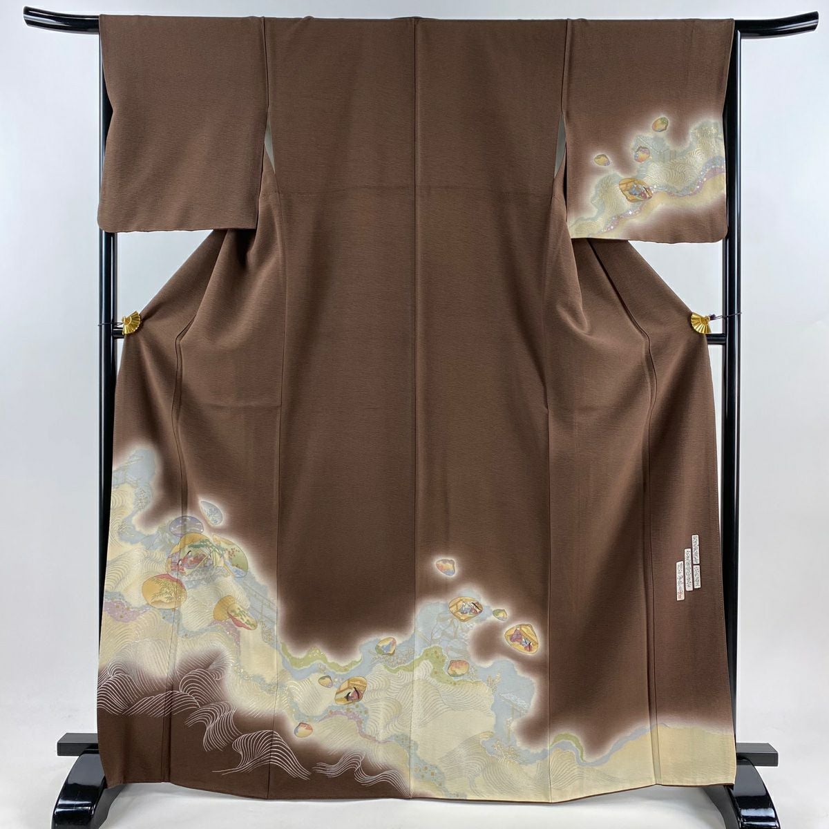 在庫一掃】 付下げ 身丈167.5cm 裄丈66cm M 袷 樽本伊勢蔵 落款あり 貝