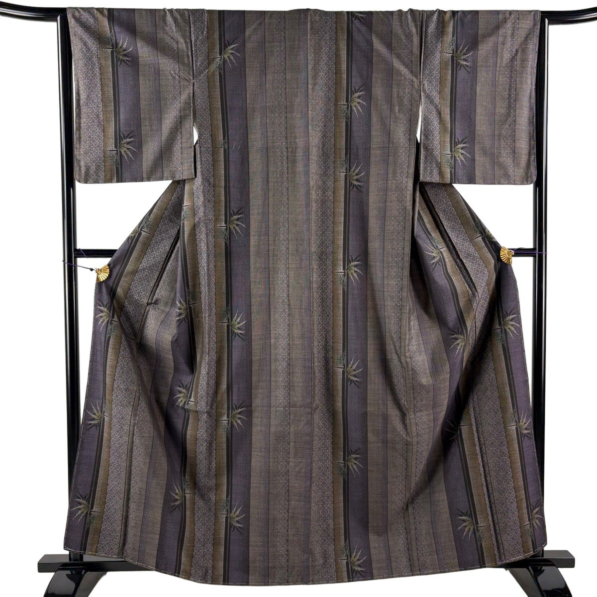 付下げ 身丈159cm 裄丈64cm M 紗袷 草花 金彩 茶色 正絹 名品｜中古