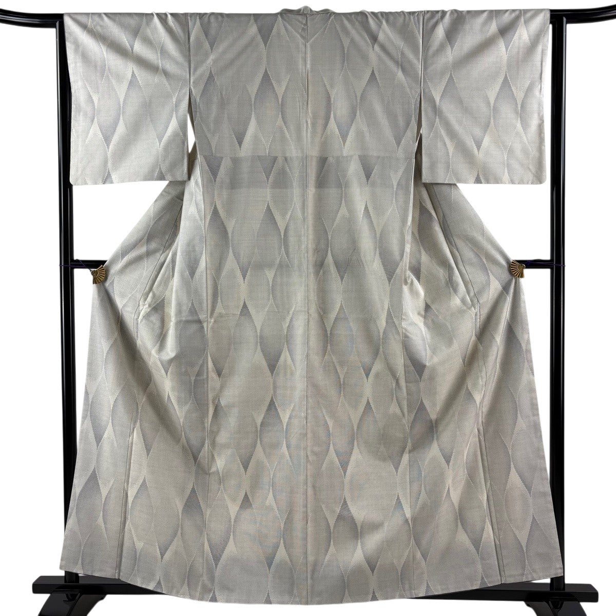 紬 身丈161cm 裄丈63.5cm S 袷 立涌 ベージュ 正絹 秀品｜中古・古着