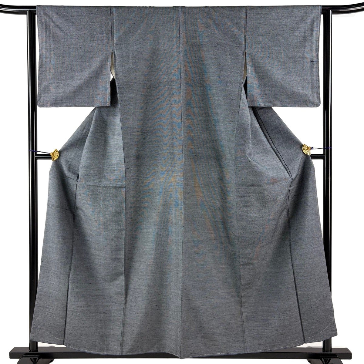 紬 身丈157cm 裄丈62cm S 袷 青灰色 正絹 優品｜中古・古着