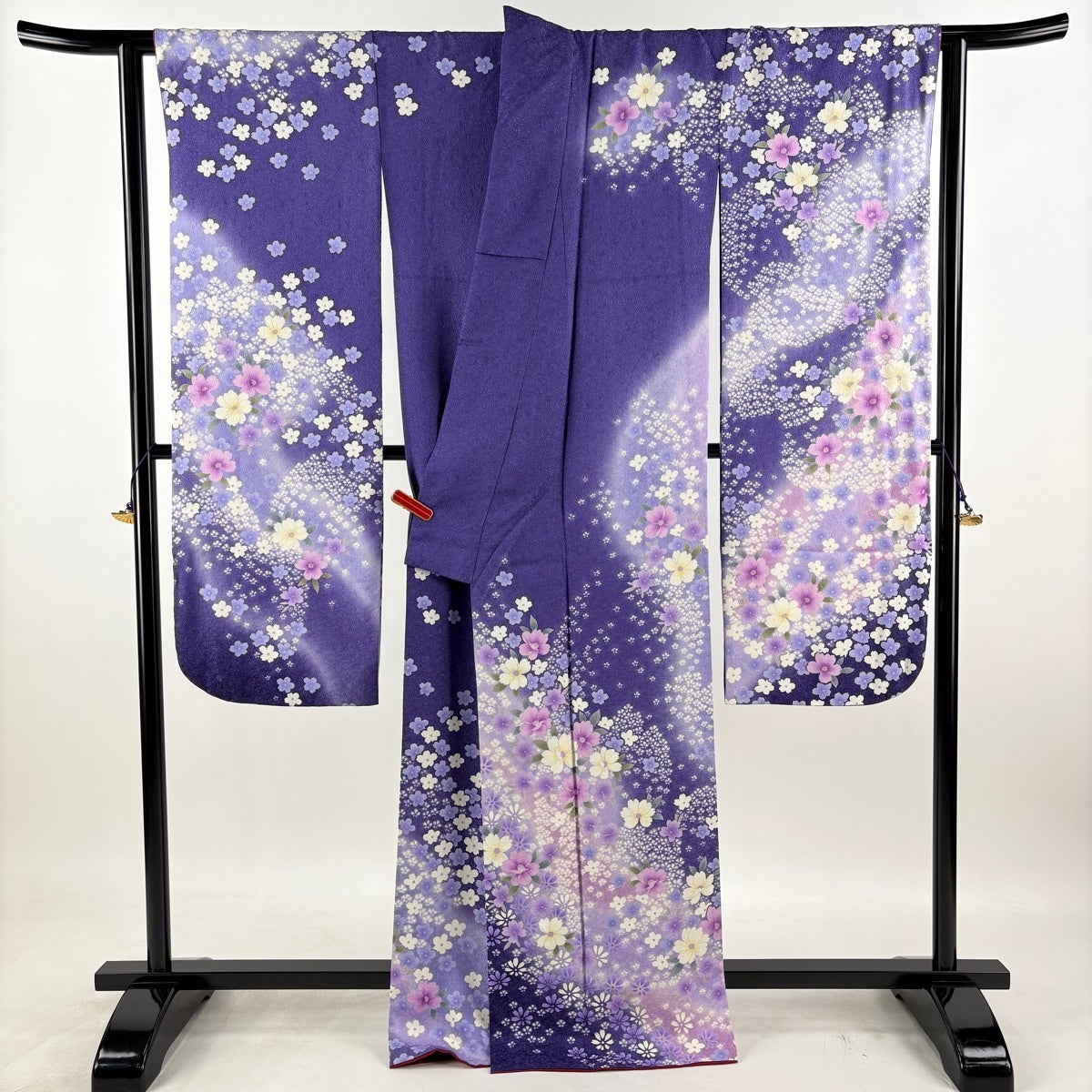振袖 身丈167.5cm 裄丈67cm M 袷 桜 銀通し 箔 紫 正絹 逸品｜中古