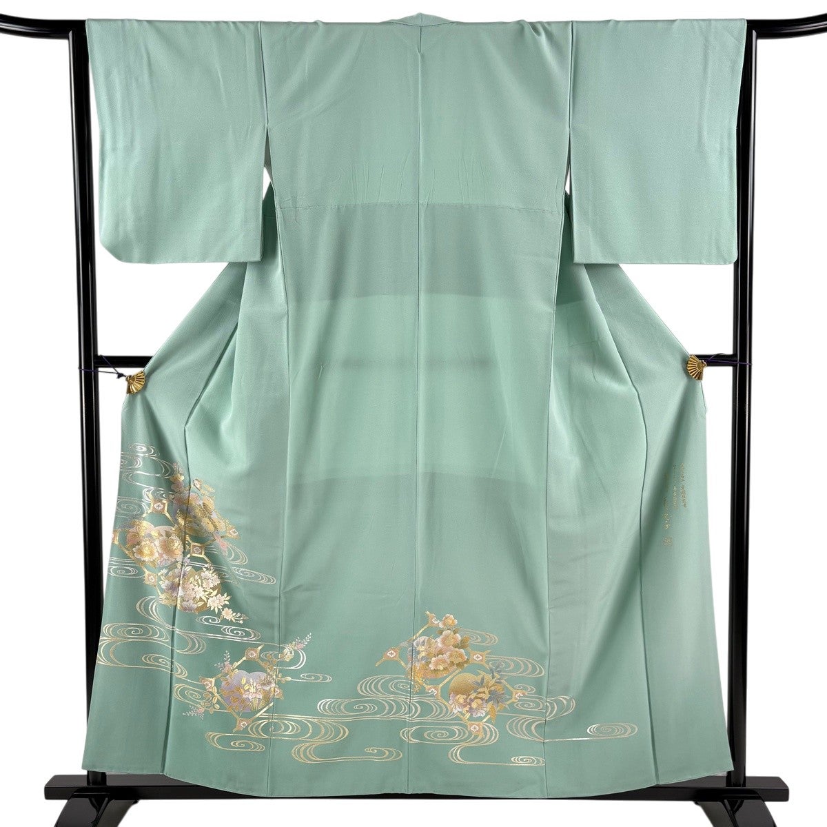 超美品　色留袖　正絹　袷　着物　現代　161裄64.5 和田光正　ピンク 金 色留袖 身丈156.5cm 裄丈64cm M 袷 和田光正 落款あり 蜀江文 草花
