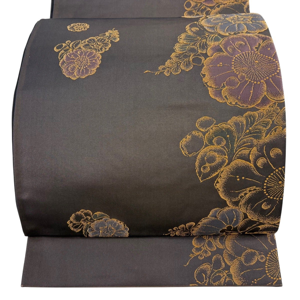 美品】 袋帯 逸品 初代 久保田一竹 落款あり 辻が花 銀糸 茶緑色
