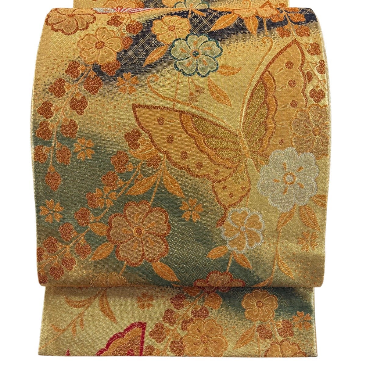 美品】 袋帯 秀品 加賀藩大名行列 箔 金糸 金色 六通 正絹｜中古・古着