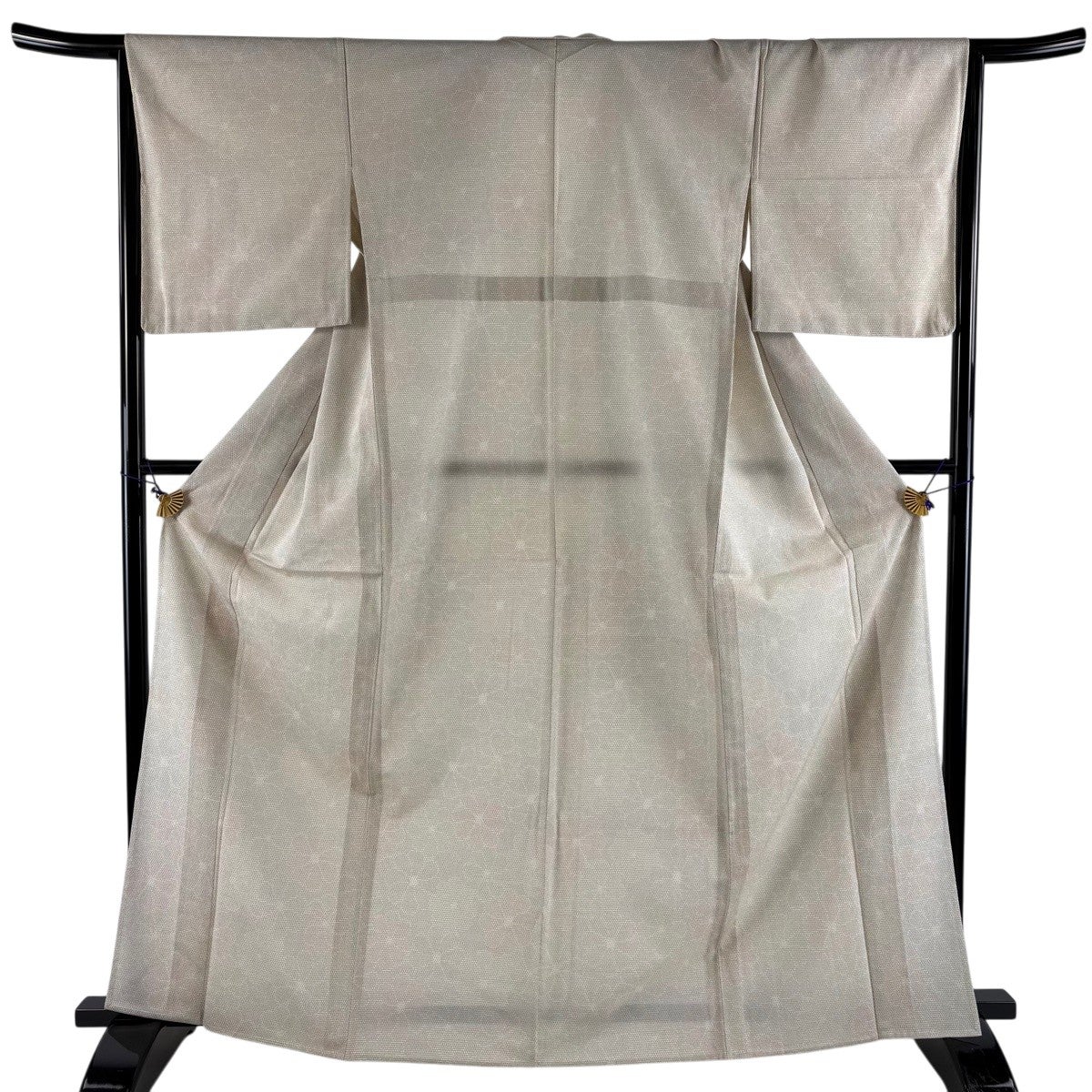 美品】 紬 身丈166cm 裄丈64cm M 単衣 菊 亀甲絣 灰茶 正絹 名品｜中古