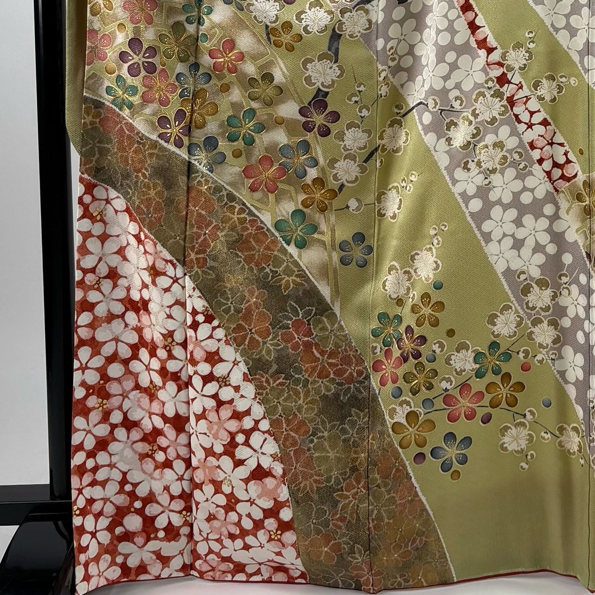 振袖 身丈169cm 裄丈69.5cm L 袷 岩田専太郎 落款あり 梅 源氏車 金糸