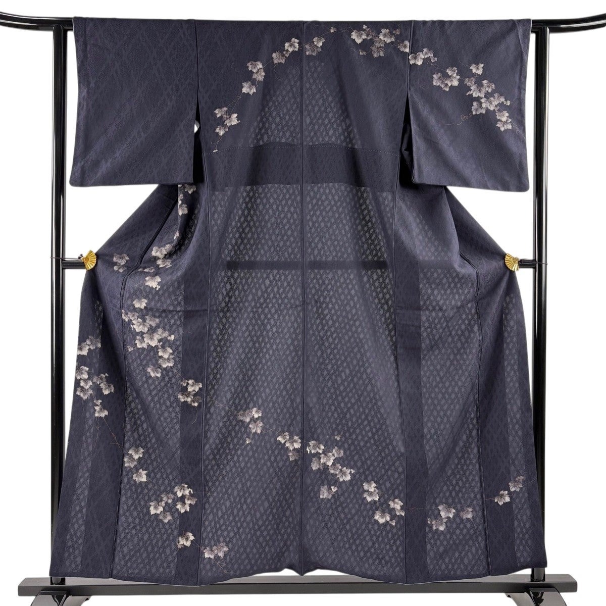 訪問着 身丈150cm 裄丈62cm S 紗袷 すすき 金彩 灰桜 正絹 秀品｜中古